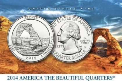 2014- Brilliant Uncirculated ARCHES UTAH National Park Quarter Coin | Indian Postage Stamps | Indian Coins | Old Indian Currency | Rare Indian Coins | Numismatic Collection India - Image 2