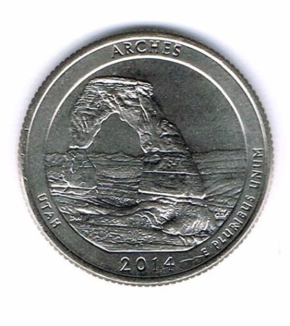 2014- Brilliant Uncirculated ARCHES UTAH National Park Quarter Coin | Indian Postage Stamps | Indian Coins | Old Indian Currency | Rare Indian Coins | Numismatic Collection India