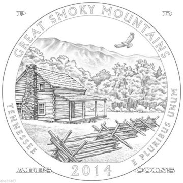 2014- Brilliant Uncirculated GREAT SMOKY MOUNTAINS National Park Quarter Coin