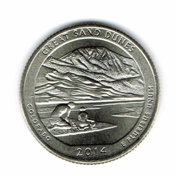 2014- Brilliant Uncirculated Great San Dunes National Park Quarter Coin