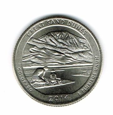 2014- Brilliant Uncirculated Great San Dunes National Park Quarter Coin