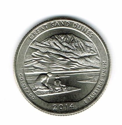 2014- Brilliant Uncirculated Great San Dunes National Park Quarter Coin | Indian Postage Stamps | Indian Coins | Old Indian Currency | Rare Indian Coins | Numismatic Collection India