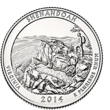 2014- Brilliant Uncirculated SHENANDOAH National Park Quarter Coin