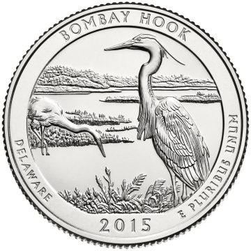 2015 - Brilliant Uncirculated BOMBAY HOOK National Park Quarter Coin