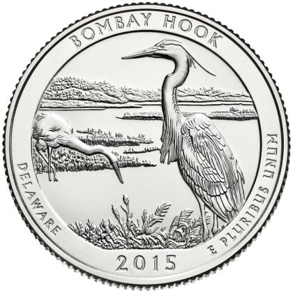2015 - Brilliant Uncirculated BOMBAY HOOK National Park Quarter Coin | Indian Postage Stamps | Indian Coins | Old Indian Currency | Rare Indian Coins | Numismatic Collection India