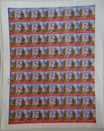 100 Years of Tata Power PowerIndustryDevelopmentPower GridWind MillSolar Panel Rs. 5 - MNH (Full sheet - 45 stamps)