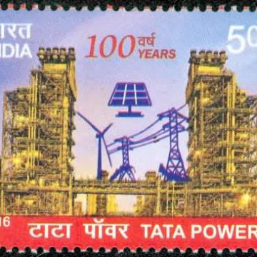 100 Years of Tata Power Power, Industry, Development, Power Grid, Wind Mill, Solar Panel Rs. 5 - MNH Stamp