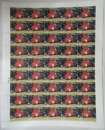 orchids of India ; Esmeralda Cathcartil Rs.5- MNH (Stamp Full Sheets - 45 stamps)