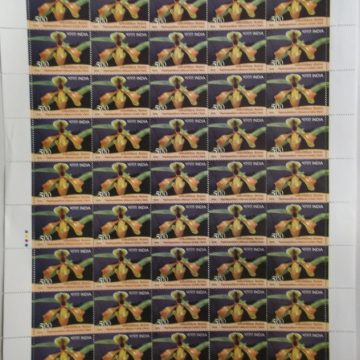 orchids of India ; Esmeralda Paphiopedilum villosum Rs.5 - MNH (Stamp Full Sheets - 45 stamps)