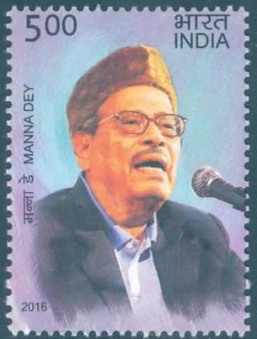 Legendary Singers of India - Manna Dey Personality, Cinema, Singer, Actor, Padma Bhushan Rs. 5 - MNH Stamp
