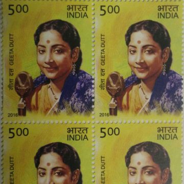 Legendary Singers of India - Geeta Personality, Cinema, Singer, Actor, Padma Bhushan Rs. 5 (Block of 4 TL Stamp)