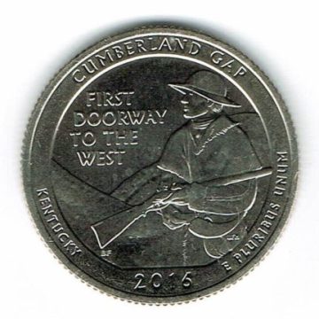 2016 - Brilliant Uncirculated Cumberland Gap National Park Quarter Coin