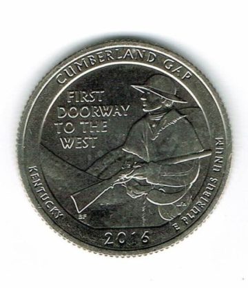2016 - Brilliant Uncirculated Cumberland Gap National Park Quarter Coin
