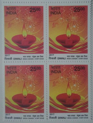 Diwali, India canada joint Issue, Rs.25 (Block of 4 stamp)