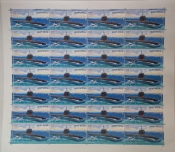 INS KALVARI Rs.5 - MNH (Full sheet - 28 stamps)