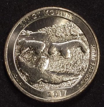 2017 - Brilliant Uncirculated Effigy Mounds National Park Quarter Coin