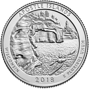2018 Brilliant Uncirculated Apostle Islands National Lakeshore in Wisconsin. Quarter Coin