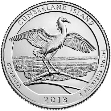 2018 Brilliant Uncirculated Cumberland Island National Seashore in Georgia. Quarter Coin