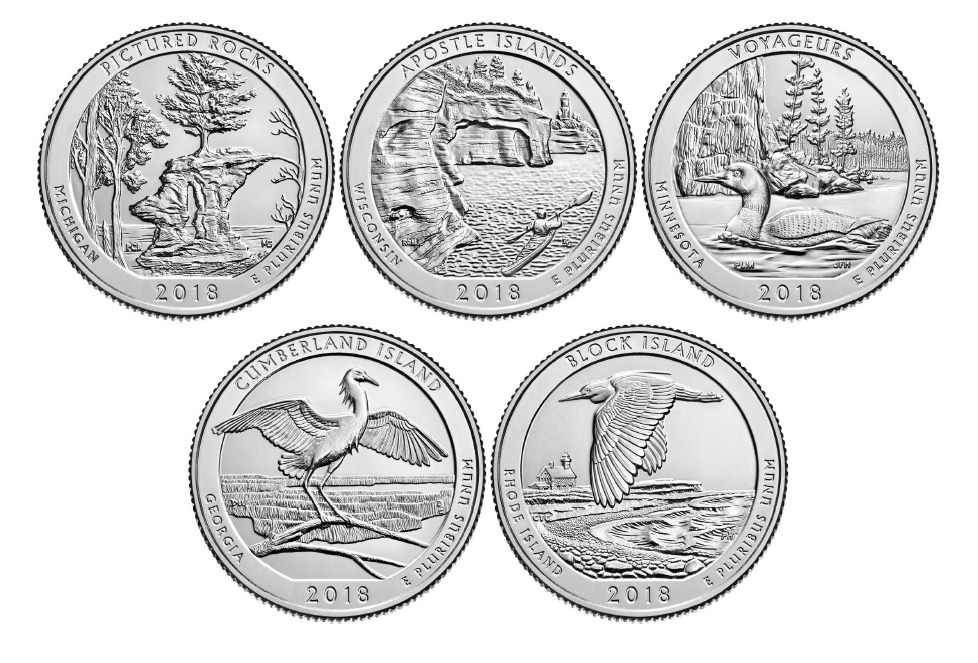 2018- Brilliant Uncirculated Set of 5 National Park Quarter Coins