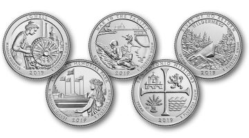 2019- Brilliant Uncirculated Set of 5 National Park Quarter Coins