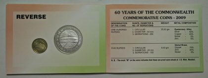 2009 - 60 Years of the Commonwealth Rs.100, Rs.5 (Proof Set) | Indian Postage Stamps | Indian Coins | Old Indian Currency | Rare Indian Coins | Numismatic Collection India - Image 3