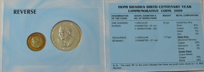 2009-HOMI BHABHA BIRTH CENTENARY YEAR | Indian Coins| Rare Indian Coins | Numismatic Collection India - Image 3