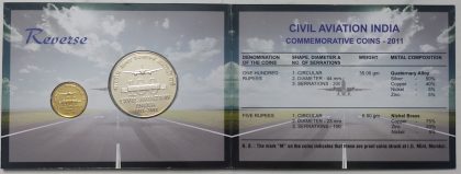 100 Years Civil Aviation India Rs.100 Rs.5 (UNC SET) | Indian Coins| Rare Indian Coins | Numismatic Collection India - Image 3