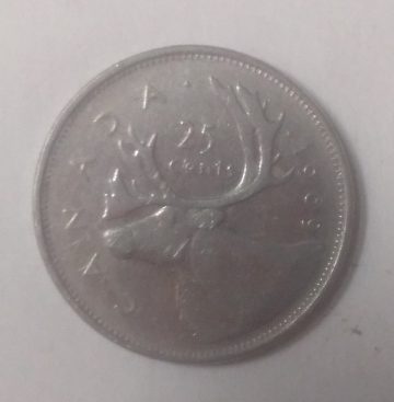 25 Cents Canada 1969 Elizabeth II D.G. Regina