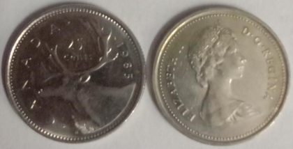 25 Cents Canada 1985 Elizabeth II D.G. Regina (USED) | Indian Postage Stamps | Indian Coins | Old Indian Currency | Rare Indian Coins | Numismatic Collection India