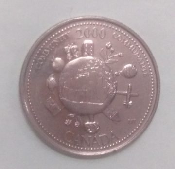 25 Cents Canada Community 2000 Communaute Elizabeth II D.G. Regina (used)
