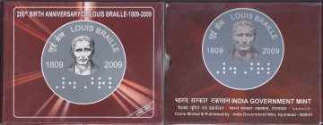 200th Birth Anniversary of Louis Braille 1809-2009 Rs.2 (Hyderabad Mint UNC)