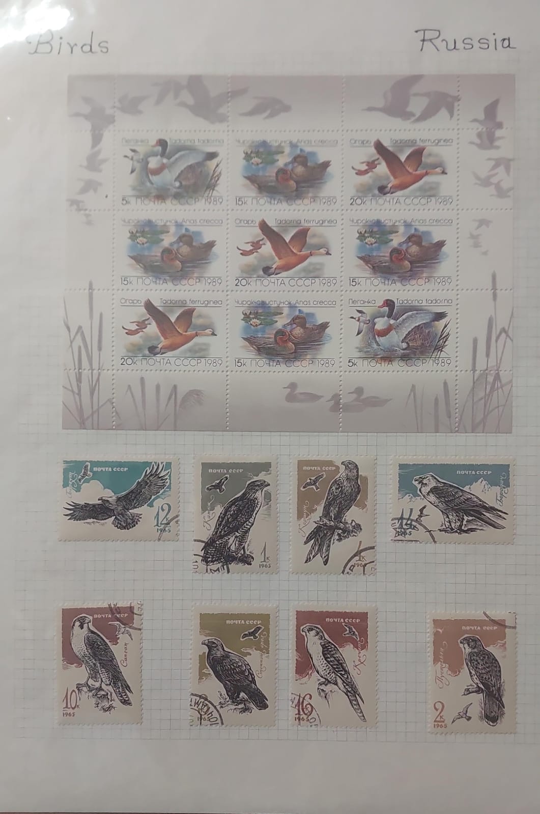Thematic Birds Stamps of RUSSIA 1 Minature sheet- 8 Used Stamps Mint