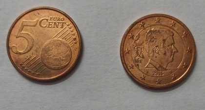 5 Cent EURO  2015_(used) | Indian Postage Stamps | Indian Coins | Old Indian Currency | Rare Indian Coins | Numismatic Collection India