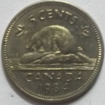5 Cents Canada 1984 Elizabeth II D.G Regina (used)