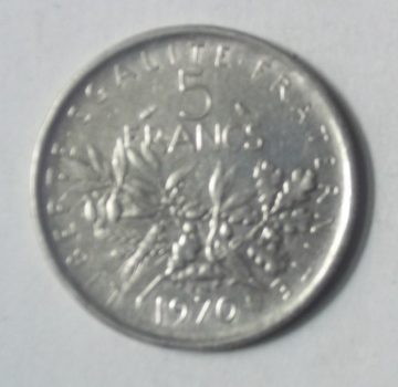 5 Francs 1970 Liberte Egalite Fraternite (used)