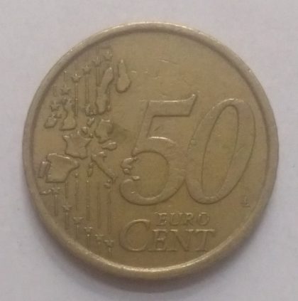 50 Cent EURO  2002_(used) | Indian Postage Stamps | Indian Coins | Old Indian Currency | Rare Indian Coins | Numismatic Collection India