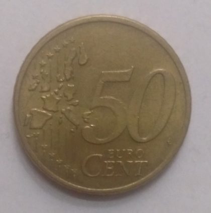 50 Cent EURO  2002_(used) | Indian Postage Stamps | Indian Coins | Old Indian Currency | Rare Indian Coins | Numismatic Collection India