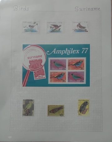 Thematic Birds Stamps of SURINAME 1 Minature sheet 6 Stamps-4 Used/2 Mint