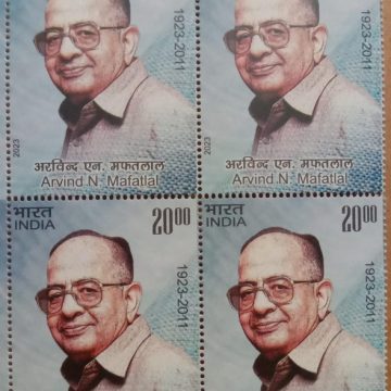 Arvind N Mafatlal Rs.5- ( Block of 4 Stamp)