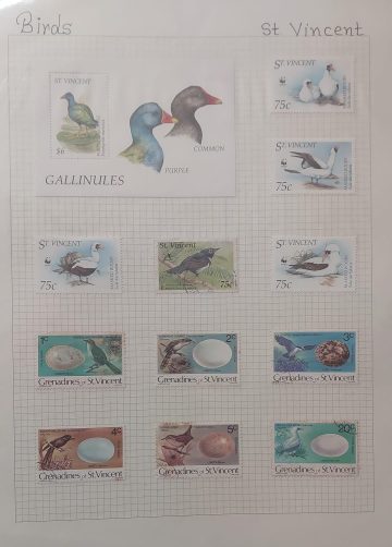 Thematic Birds Stamps of St.VINCENT 1 Minature Sheet-11 Stamps 5 Used/ 6Mint (WWF)