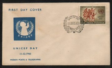 First Day Cover 11 Dec 1960 UNICEF Day (Fdc-1960) (Spots/Hinged/Slightly Damaged/Paper Stuck)