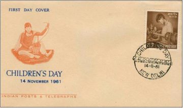 First Day Cover 14 Nov 1961 National Children's Day (Fdc-1961) (Spots/Hinged/Slightly Damaged/Paper Stuck)