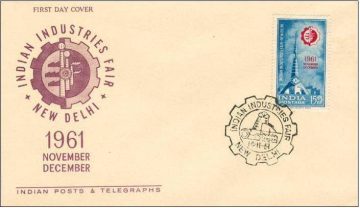 First Day Cover 14 Nov 1961 Indian Industries Fair , New Delhi (Fdc-1961) (Spots/Hinged/Slightly Damaged/Paper Stuck)