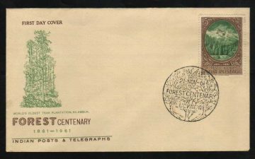 First Day Cover 21 Nov 1961 Centenary Of Scientific Forestry (Fdc-1961) (Spots/Hinged/Slightly Damaged/Paper Stuck)