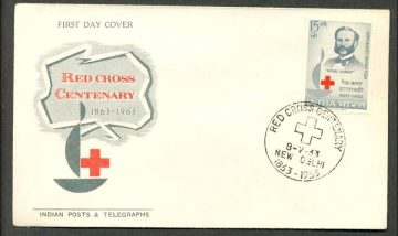 First Day Cover 06 May 1963 Red Cross Centenary (fdc-1963) (spots/hinged/slightly Damaged/paper Stuck)