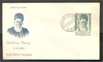 First Day Cover 04 Sep 1963 Dr Dadabhoy Naoroji (fdc-1963) (spots/hinged/slightly Damaged/paper Stuck)