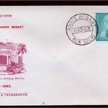 First Day Cover? 01 Oct.'63 Annle Besant. (fdc-1963) (Spots/hinged/slightly damaged/Paper Stuck)