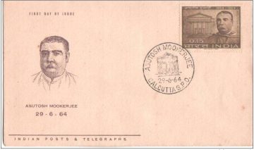 First Day Cover 29 June 1964 Birth Centenary Of Sir Asutosh Mookerjee(lawyer And /educationist) (fdc-1964) (spots/hinged/slightly Damaged/paper Stuck)