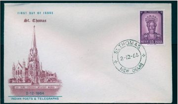 First Day Cover 02 Dec 1964 St Thomas (apostle) (fdc-1964) (spots/hinged/slightly Damaged/paper Stuck)