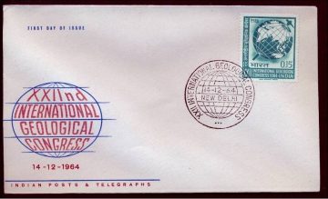 First Day Cover 14 Dec 1964 22th International Geological Congress, New Delhi (fdc-1964) (spots/hinged/slightly Damaged/paper Stuck)